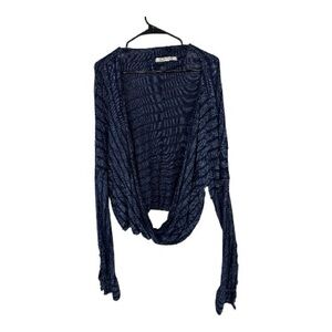 Free People Women’s Blue Striped Open Cardigan Top
with Elastic Waist Size L